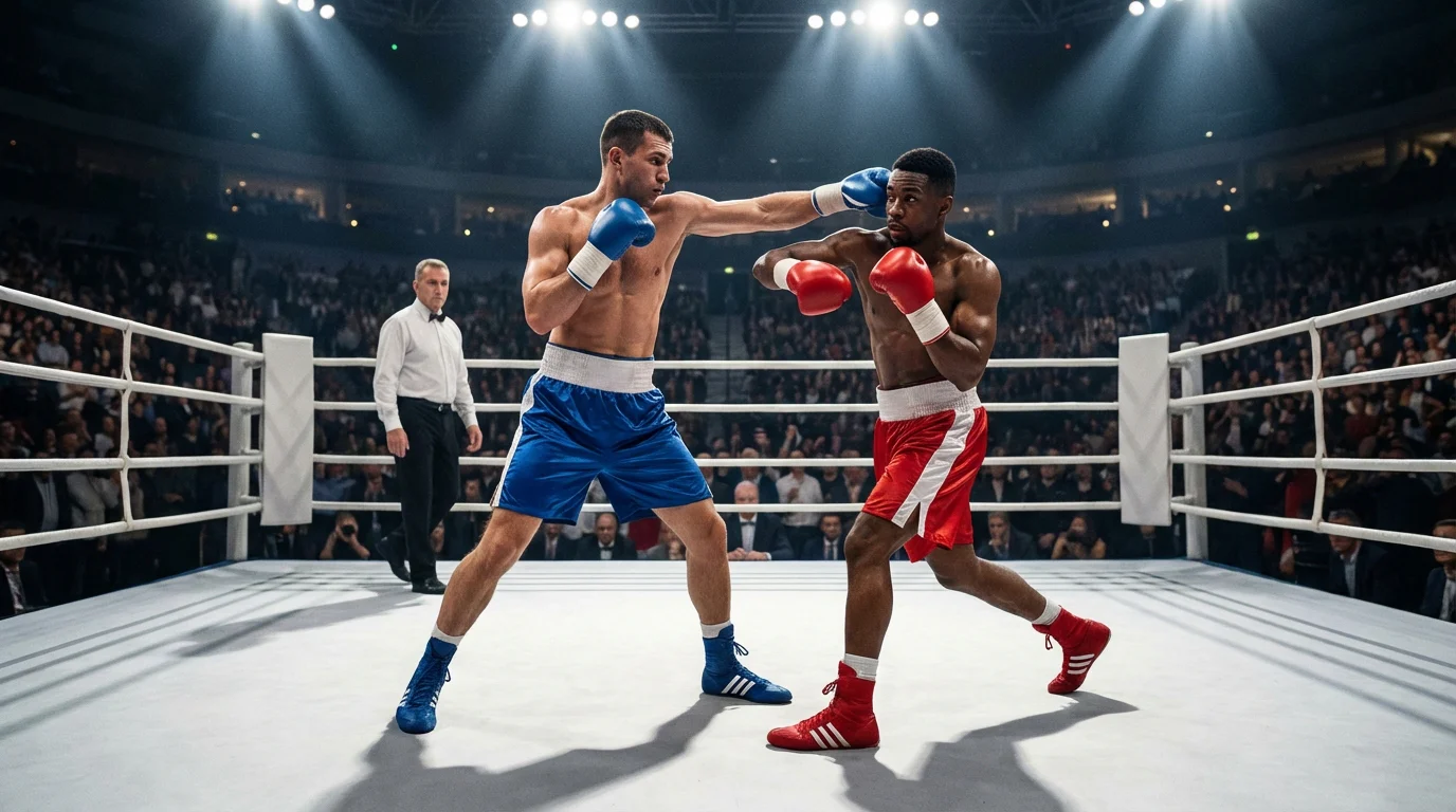 Überblick Boxen Wettarten – Boxring mit zwei Kämpfern während eines Titelkampfs